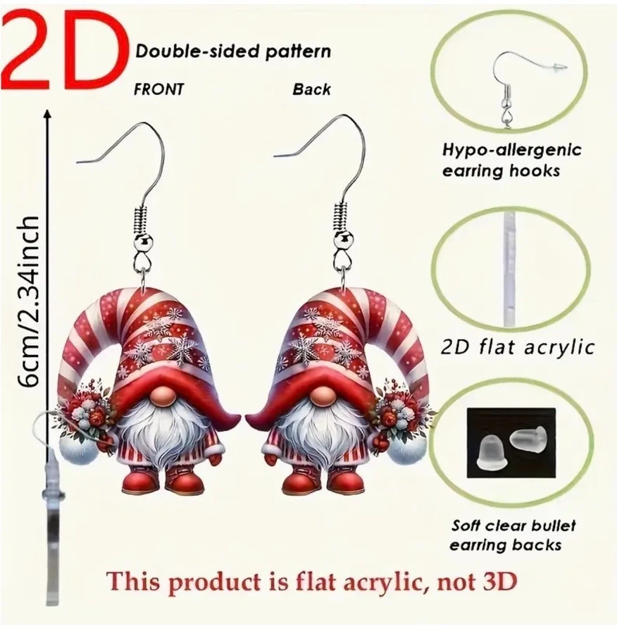 Weihnachtsohrringe  Nicolaus Kobold  Weihnachts Geschenk Ohr Schmuck Neu - Bild 2 von 3