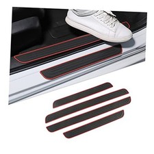 4PCS Car Door Sill Plate Protectors, Auto Door Entry Guards Sill Black/Red