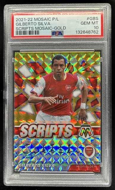 2021-22 Mosaic Premier League Gilberto Silva Scripts Gold Auto #/10 PSA 10