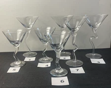 Hand-Blown Martini Glass Set Variants – Twisted Swirl Stem Barware Art Glass