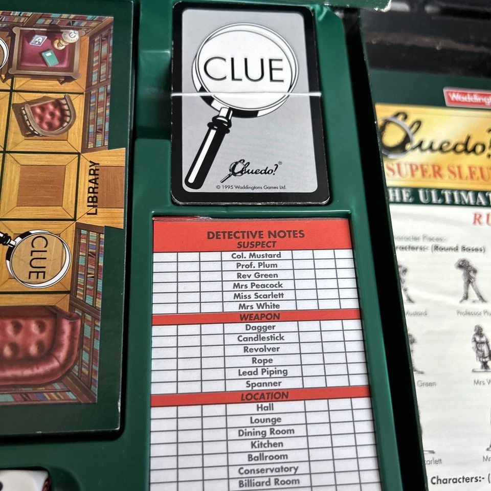 Vintage 1995 Cluedo Super Sleuth Board Game Waddingtons Complete - Image 4 of 4
