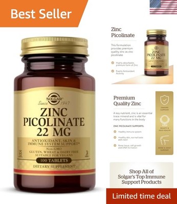 Zinc Picolinate 22 mg Tablets, 100 Count - Antioxidant Health Support