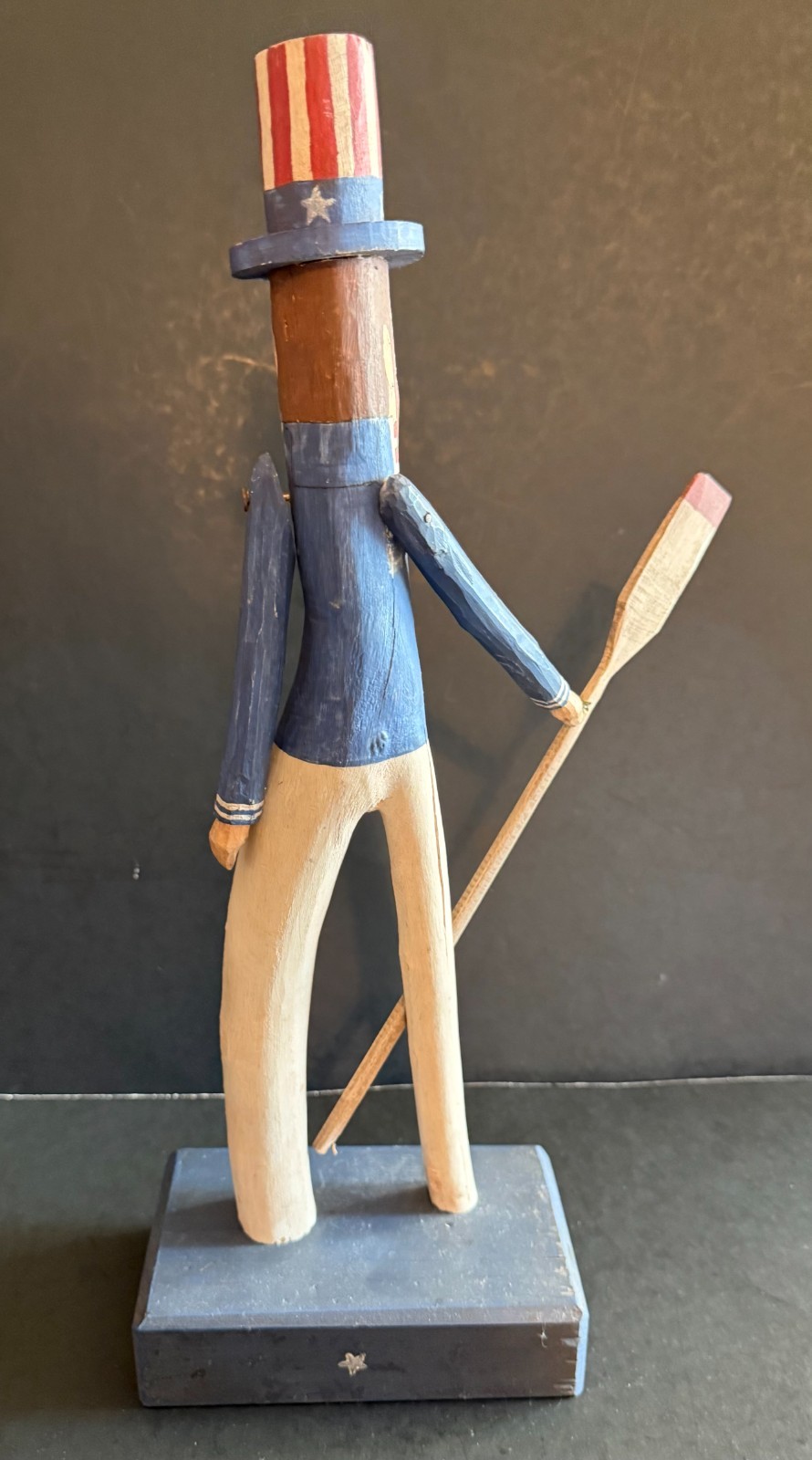 Folk Art Hand Carved Artist Signed 1985 Uncle Sam