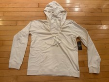 Calvin Klein Women's L White Long Sleeve Stretch Athletic Drawstring Hoodie NWT