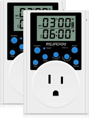 [2 Pack] Timer Outlet,  Multifunctional Infinite Cycle Programmable Plug-in Digi