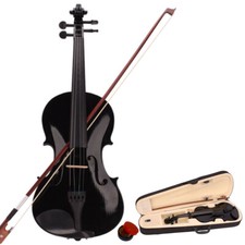 New 4/4 Full-size Acoustic Violin Black Basswood With Case Bow Rosin For Gift US