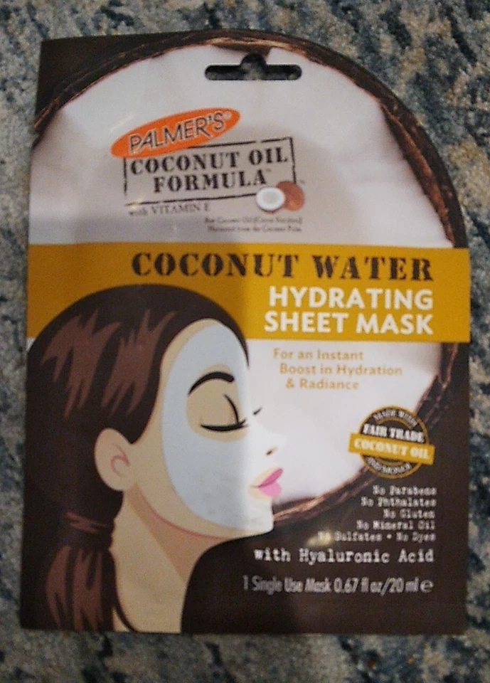 6 УПАКОВОК Palmers формула кокосового масла УВЛАЖНЯЮЩАЯ КОКОСОВАЯ ВОДА лист маска для лица - Изображение 3 из 4
