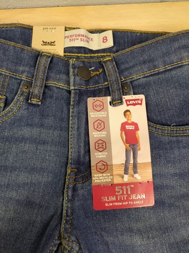 M8 Levi's Boys 511 Mid-Rise Comfort Flex Stretch Denim Jeans Size 8 - Picture 3 of 5
