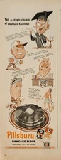 1944 Pillsbury pancake flour Vintage ad the 4 kernel college of good eatin