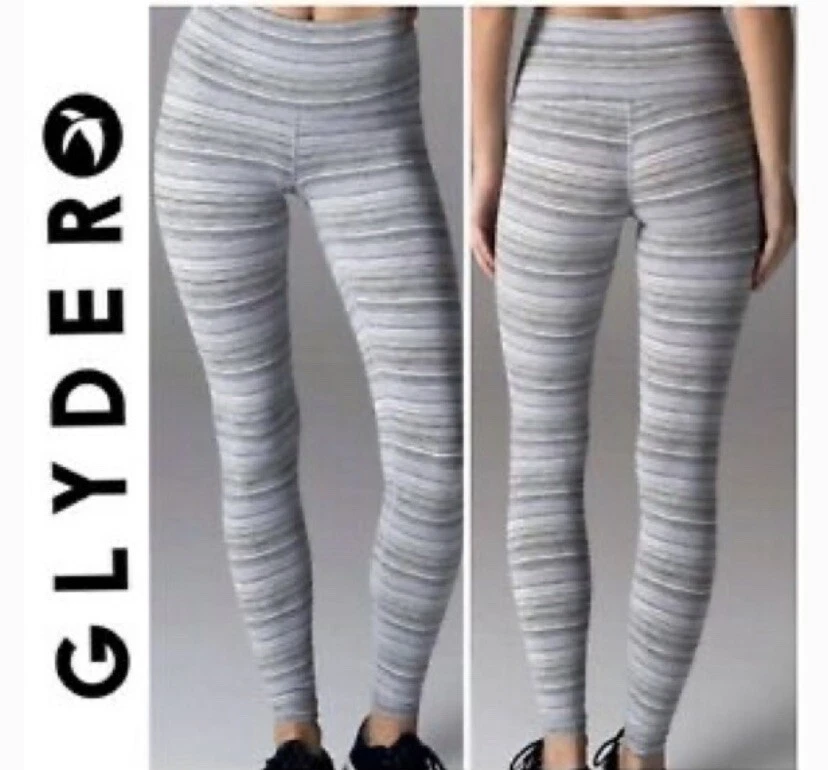 Glyder Striped Sultry Legging Gray White Black Yoga Pants Size M Medium  NWOT