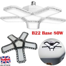 LED Garage Light Bright Work Shop Foldable Ceiling Light Deformable B22 Lamp 80W