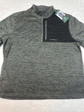 G.H. Bass Men's Quarter Zip Fleece Top Zippered Chest Pocket Size XL Gray