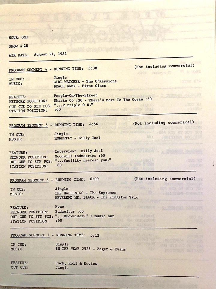 8/21/82 DICK CLARK R&R & REMEMBER BILLY JOEL FEATURE, 12 HITS/8 INTERVIEWS &1969 - Image 4 of 4