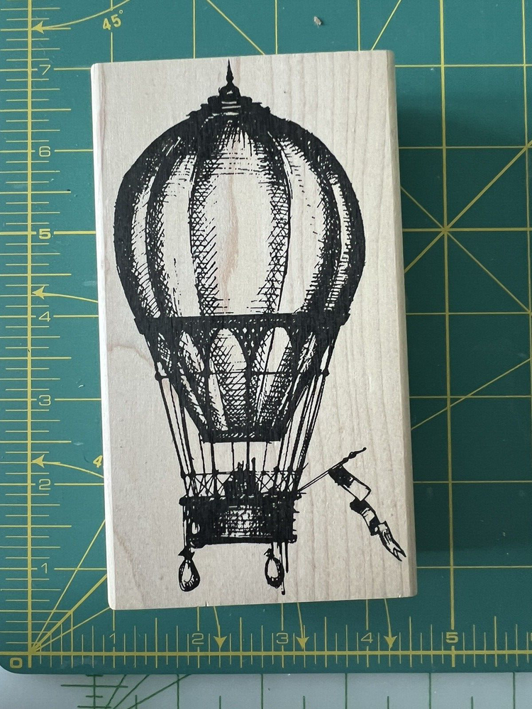 Tim Holtz Stampers Anonymous Wood Block Stamp Hot Air Balloon