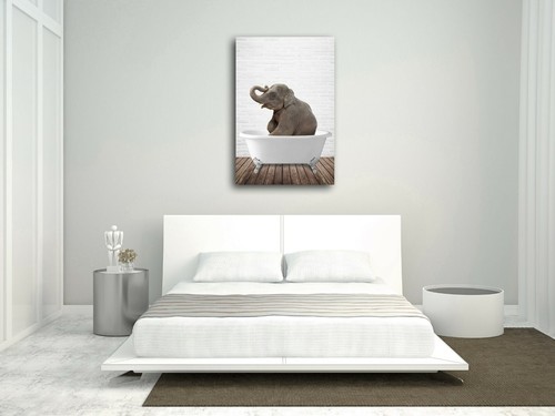 Elephant Animal in Bath CANVAS WALL ART PRINT ARTWORK PICTURE FRAMED POSTER - Picture 7 of 22