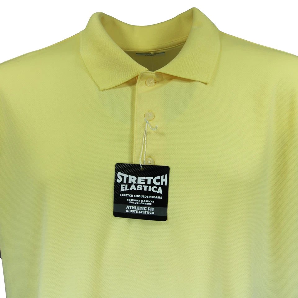 Polo de golf elástico PGA amarillo que absorbe la humedad FPS 50, talla 2XL para hombre Foto 2 de 3
