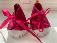 Build-a-Bear sparkly fushia pink shoes sneakers high tops trainers lace-up