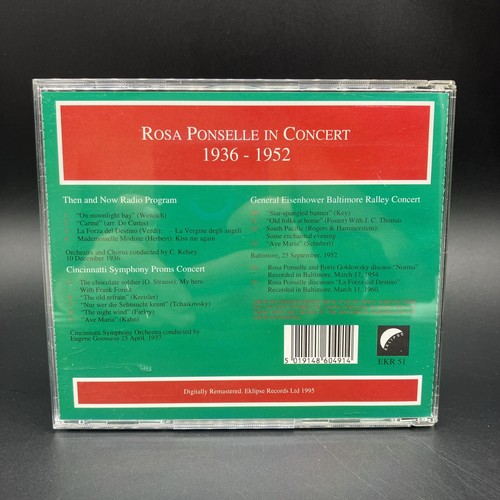 Rosa Ponselle in Concert by Rosa Ponselle (CD, Aug-1995, Eklipse) - Bild 2 von 4