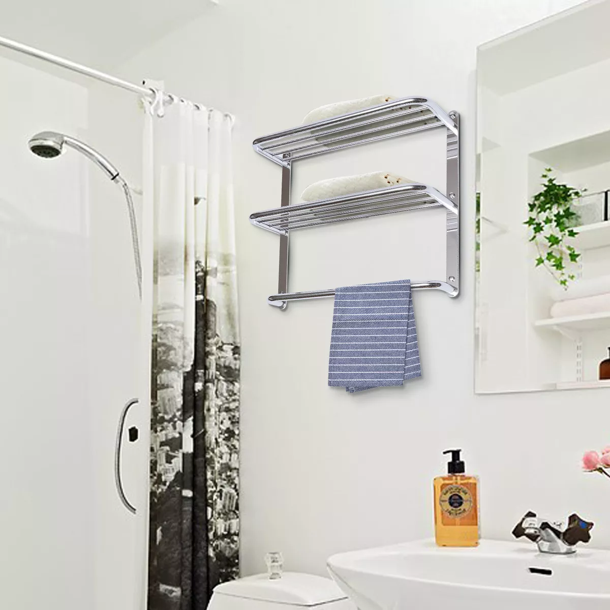 Towel rack 2025 above toilet