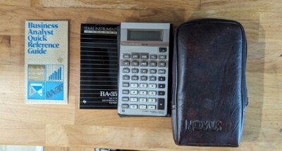 Texas Instruments BA35 Financial Statistical Calc, Reference Guide, Cover & Case