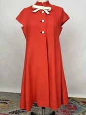 Vintage 1960s Geoffrey Beene orange Red Linen Dress Mod GoGo As Is 60s Designer