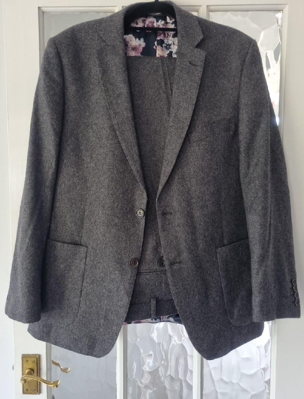 Alexandre Savile grigio fila giacca pantaloni abito da uomo vita 42 pollici 36 pollici