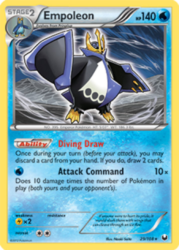 1x Empoleon 29/108 RARE BW Dark Explorers Pokemon TCG Card LP