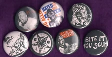 GG Allin 1" Pins Buttons Badges Set of 7 Murder Junkies Punk Outlaw Music