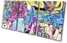 Urban Street Art Colour Abstract Graffiti TREBLE CANVAS WALL ART Picture Print