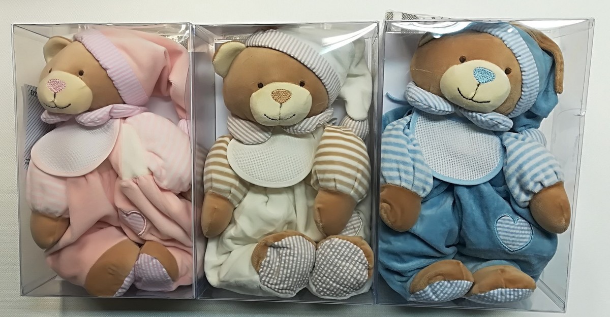 Orso Porta Pigiama Con Bavaglino In Tela Aida - 46x36 Cm, Beige, Con Tasca - Foto 9