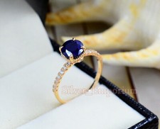Natural Sapphire Gemstone 925 Sterling Silver September Birthstone Wedding Ring