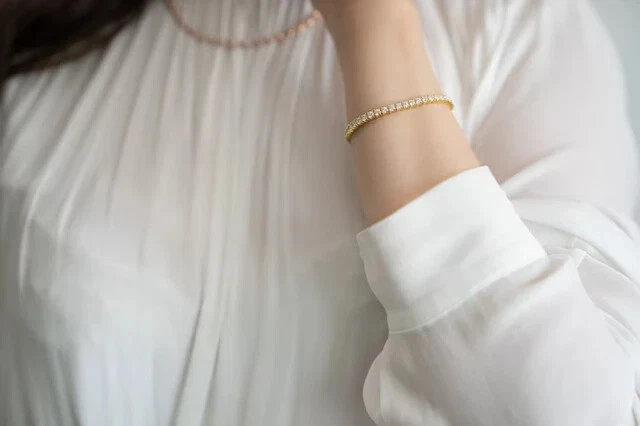 10CT Round 3MM Lab Created Diamond Tennis Womens Bracelet 14K Yellow Gold Plated - Image 2 of 4