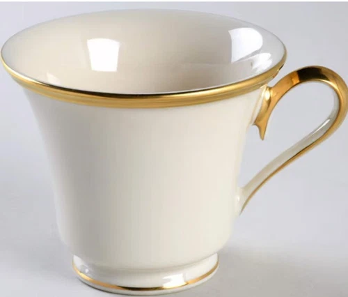 LENOX Eternal China Coffee Cups Dimension 3" Footed Gold Trim Lot of 12
