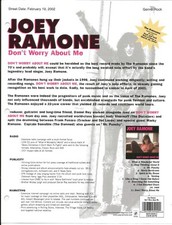 Póster de Ramones Joey Ramone raro vintage 2002 promocional comercio anuncio para Worry 8,5x11