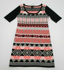 T/O SWEATERS Dress Women's Size M Pink Geometric Sweater Shift