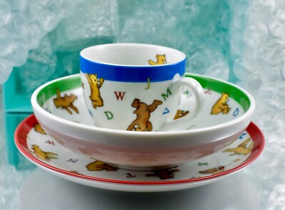 Tiffany &amp; Co. - ティファニー アルファベット ベアー 子供用皿2枚組 Tiffany Alphabet Bears 3 PC Children's Set Plate Bowl and