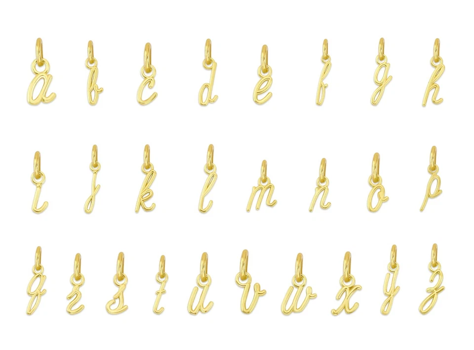 Solid Gold Lowercase Initial Charm in 10k or 14k, Tiny Letter Charm for Bracelet - Image 2 of 4