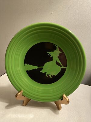 Fiestaware Moonlit Witch Lunch Plate Fiesta Shamrock Green Retired  Halloween