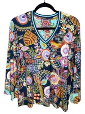 Johnny Was M Medium The Janie Favorite Tee T-Shirt V Neck Kimono Sleeve Wild