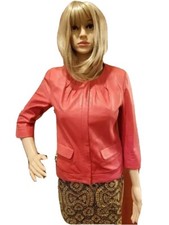 Classiques Entier Gorgeous Red Collarless Leather Jacket Size S