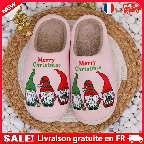 Pantoufles Couple Style Père Noël - Chaussons D'hiver Chauds - Semelle TPR, Talon 3 Cm - Pour Intérieur Et Décontraction