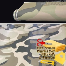 96" x 60" Army Camo Camouflage Desert Vinyl Film Wrap Air Bubble Free 8ft x 5ft