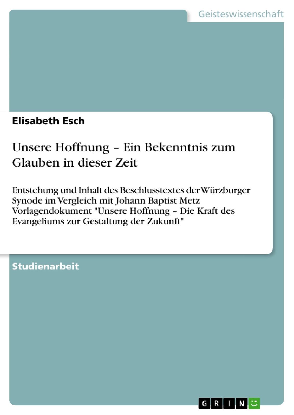 Thumbnail - Unsere Hoffnung ¿ Ein Bekenntnis Zum Glauben In Dieser Zeit | Buch |