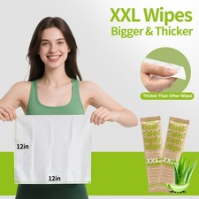 20 PACK -Extra Large Dual-Sided Body Wipes with Aloe Vera  for Women's Campin