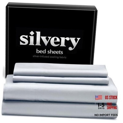 Silver Infused Bed Sheets Set - Award-Winning Self-Cooling Fabric King Gray