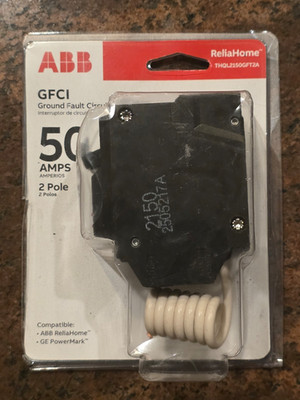 ABB THQL2150GFT2A 50A 240V Double Pole Ground Fault Breaker with Self-Test