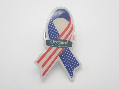 #ad Orchard Family Hardware American Flag Ribbon Vintage Lapel Pin $14.95
