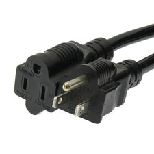 25ft Standard Power Extension Cord NEMA 5-15P to 5-15R Plug 16AWG Black