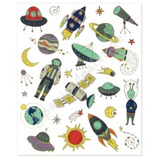 Weltraum, Tempor&auml;res Kinder-Tattoo Set, dermatologisch getestet, 950021