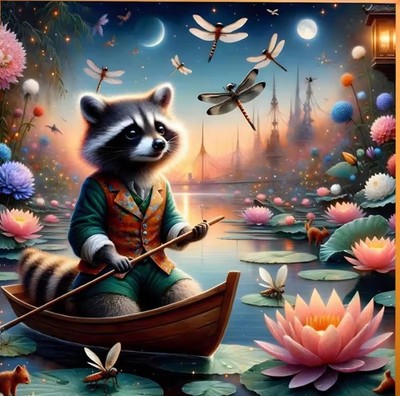 Waschbär Diamant Kunst/Malerei 40x40 Rundbohrer